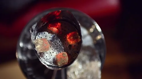 Top of the Hookah with Glowing Hot Coal.  Видео 61784695
