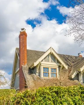 The top of the house with nice window Stock Photos