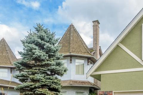The top of the house with nice window. Stock Photos