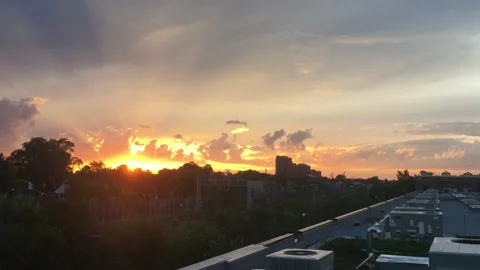 Top of Industrial Building Sunset Toronto Stock Footage