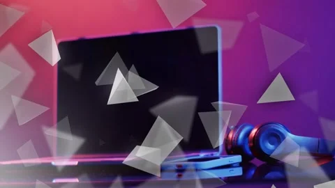 Top-left triangles drifting, morphing across frame while products holding Stock Footage 335465486