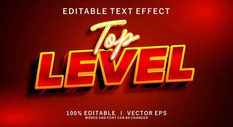 Top level 3d vector text effect with modern style design Stock Illustration