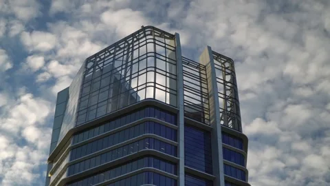Top level of the Mol Campus tower from outside, called SkyDeck, which is an Stock Footage 295928440