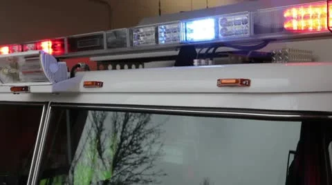 Top Lighting Array on a New Fire Truck with Opticon 動画素材 10580131