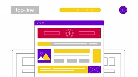 Top-line video ad format. Video banner at the top of the screen.2D.Media plan Stock Footage 212307259