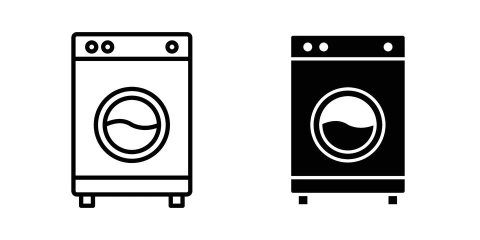 Top load washer icon set. Vector EPS 10 Stock Illustration