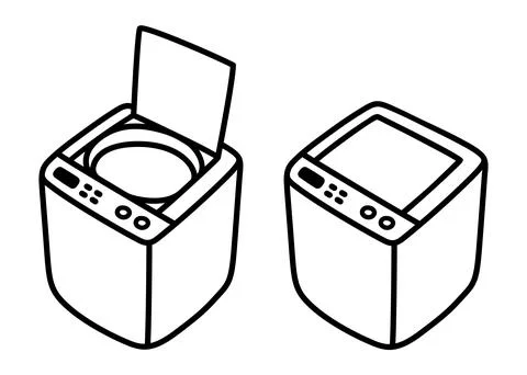 Top load washing machine doodle icon Stock Illustration