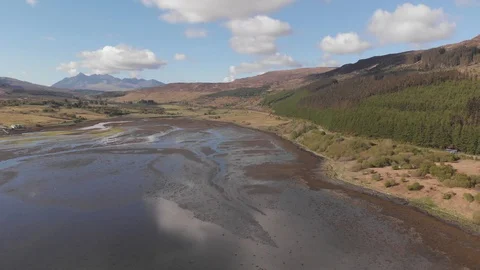 Top Of Loch Portree Mountain Range, Isle Of Skye Spring Aerial 4K Cine D Stock Footage 108494024