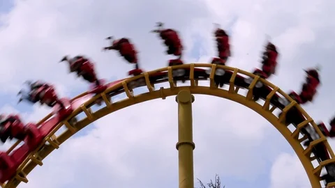 Top Loop of an Inverted Roller Coaster Stock Footage 95911488