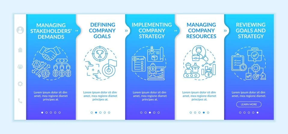 Top management tasks onboarding vector template イラスト素材