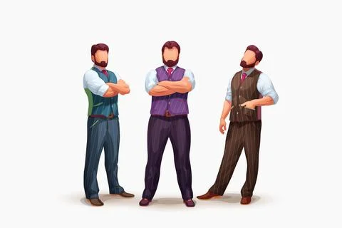 Top managers ready work hard on white Stock Illustration