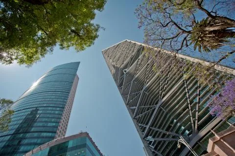 Top of modern architecture in the centre of Mexico city Stock Photos