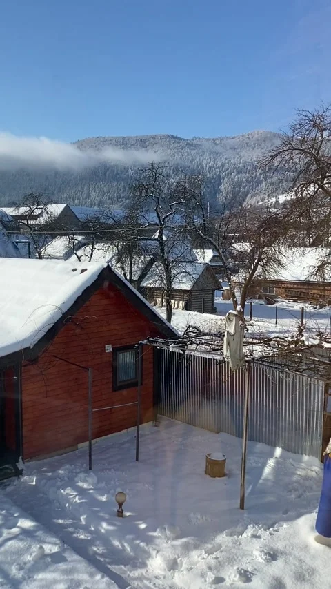 Top morning mountain view from the window in Carpathians Stock Footage 167203723