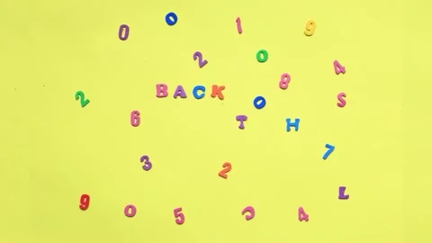 Top motiom words from multi colored letters on a yellow background. Stock Footage 160953950