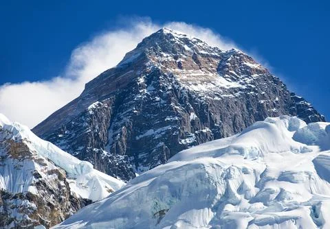 Top of Mount Everest with cloud blue colored Foto stock