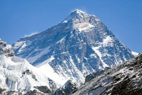 Top of Mount Everest - way to Everest base camp - Nepal Foto stock