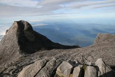 At the top of mount kinabalu 写真素材