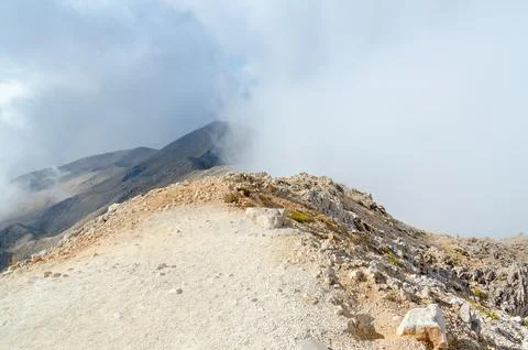 Top of Mount Tahtali in clouds, vicinity of Kemer, Turkey Fotos Stock