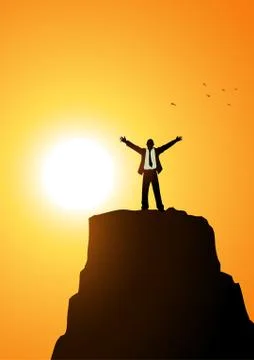 On Top Of A Mountain Stock Illustration