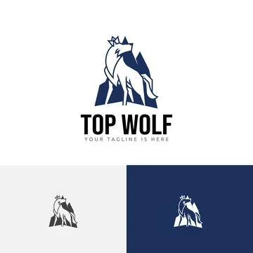 Top Mountain King Crown Wolf Alpha Logo Stock Illustration