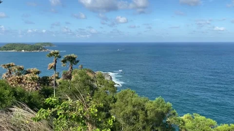 Top of mountain landscape view, ocean view horizon Promthep Cape, Phuket Stock Footage 278349901
