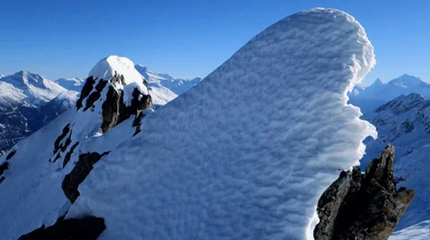 On top of mountain. panorama view. snow winter landscape background Stock Footage 37127521