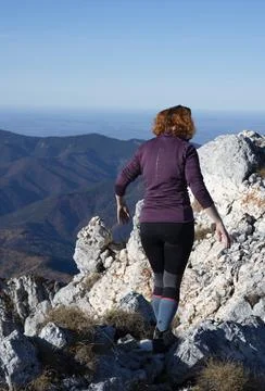 On top of the mountain Stock Photos