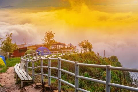 Top of mountain wish cloud at Phu Tabberk, Phetchabun Province,Thailand. 写真素材