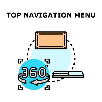 Top navigation menu concept exploring 360 virtual reality Illustrazione stock