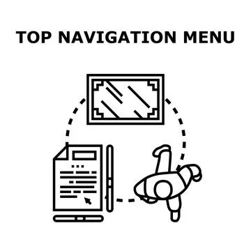 Top navigation menu concept for website interface design Illustrazione stock
