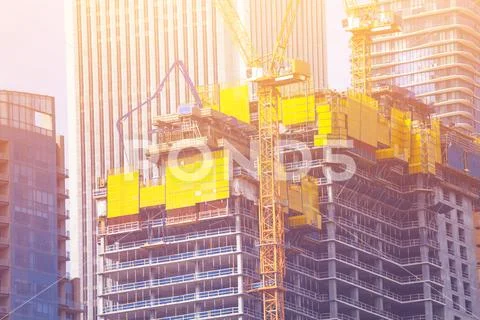 Top of new building in concrete under construction Stock Photos