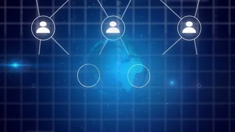 Top node appearing, central user node growing links, side nodes filling, forming Stock Footage 334788447