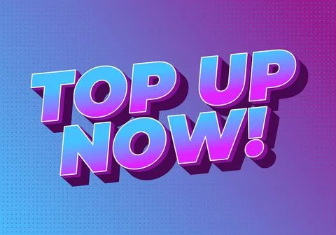 Top up now text in 3d bold neon gradient letters on purple blue background イラスト素材
