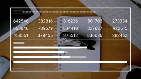 Top object causing black stapler moving rotating settling on pad, HUD updating Stock Footage 332288966