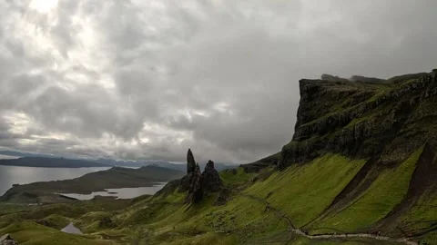 From the top of The Old Man of Storr Stock Footage 249956462