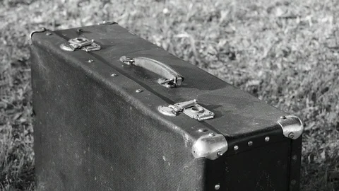 Top of old suitcase, black and white Vidéo 110839521