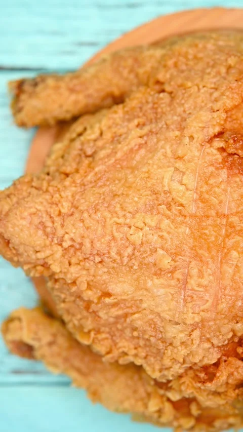 Top pan deep fried chicken at vertical composition Stock Footage 244714511