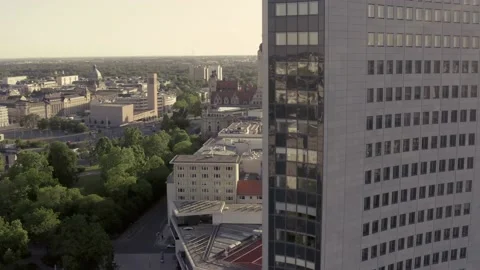 Top panoramic view over Leipzig in Saxony, Germany on a sunny day Stock Footage 205000578