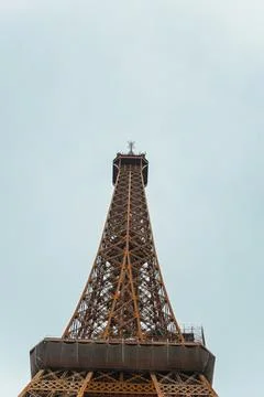 Top Part of the Paris Eiffel Tower Antenna Stock Photos
