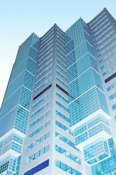 Top part skyscraper bottom view Stock Illustration