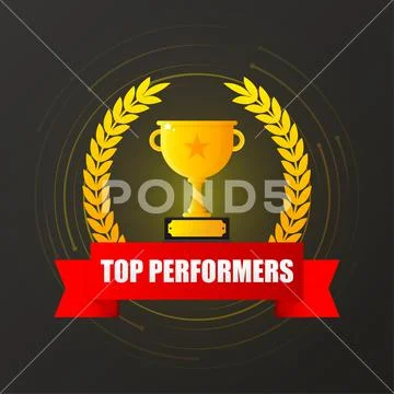 Top performance trophy in flat style. Flat vector illustration. Winner ...