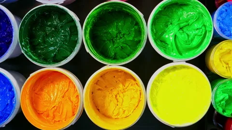 Top Perspective of Mixed Plastisol Inks Ready for Printmaking Stock Footage 320095278