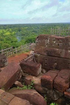Top Platform of Koh Ker Pyramid Temple Prasat Thom in Cambodia Stock Photos