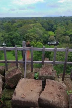 Top Platform of Koh Ker Pyramid Temple Prasat Thom in Cambodia Stock Photos
