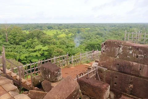 Top Platform of Koh Ker Pyramid Temple Prasat Thom in Cambodia Stock Photos