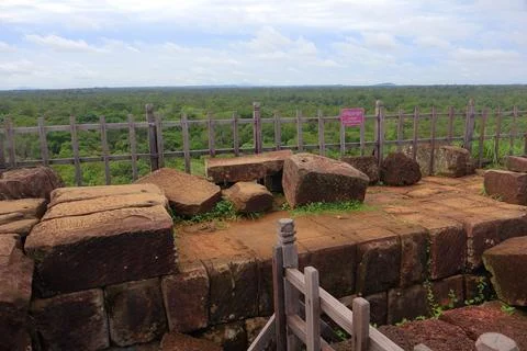 Top Platform of Koh Ker Pyramid Temple Prasat Thom in Cambodia Stock Photos