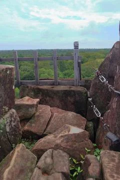 Top Platform of Koh Ker Pyramid Temple Prasat Thom in Cambodia Stock Photos