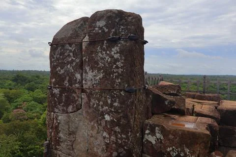 Top Platform of Koh Ker Pyramid Temple Prasat Thom in Cambodia Stock Photos
