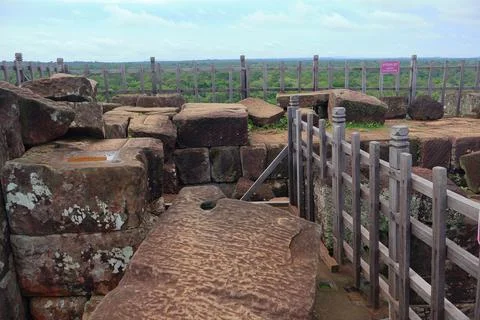 Top Platform of Koh Ker Pyramid Temple Prasat Thom in Cambodia Stock Photos