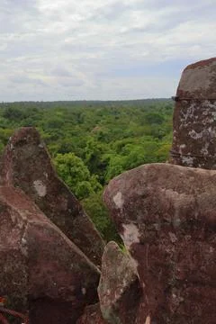 Top Platform of Koh Ker Pyramid Temple Prasat Thom in Cambodia Stock Photos